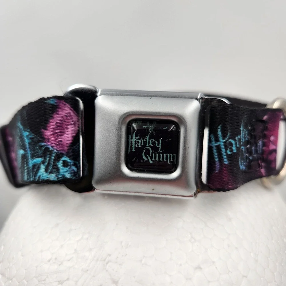 Buckle-Down Pet Collar Unisex M Black Harley Quinn Seatbelt Buckle DC Comics
